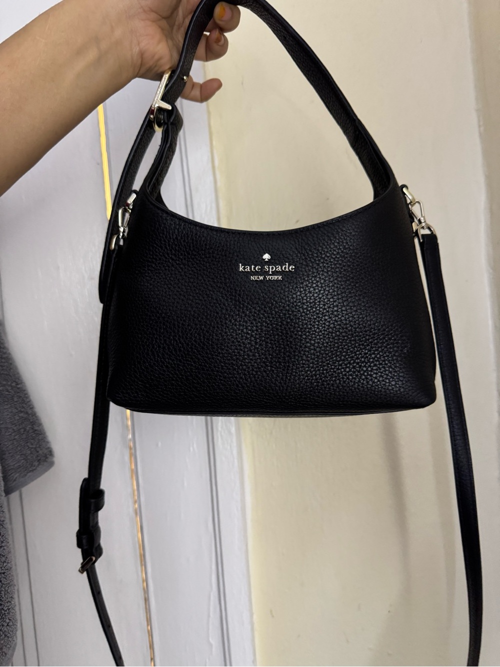 kate spade 454 mini Black Pebbled Leather Shoulder Bag